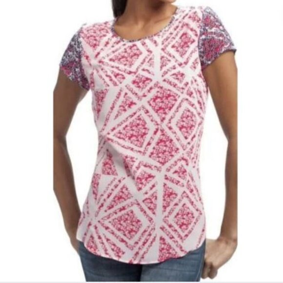 CAbi | Women's #732 Lightweight Red White Blue Coquette Tee Top Blouse - Size XS - Picture 1 of 12